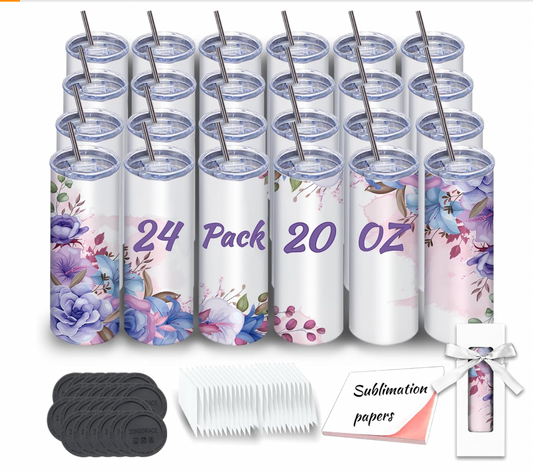 Sublimation Tumblers bulk 20 oz Skinny, 24 Pack