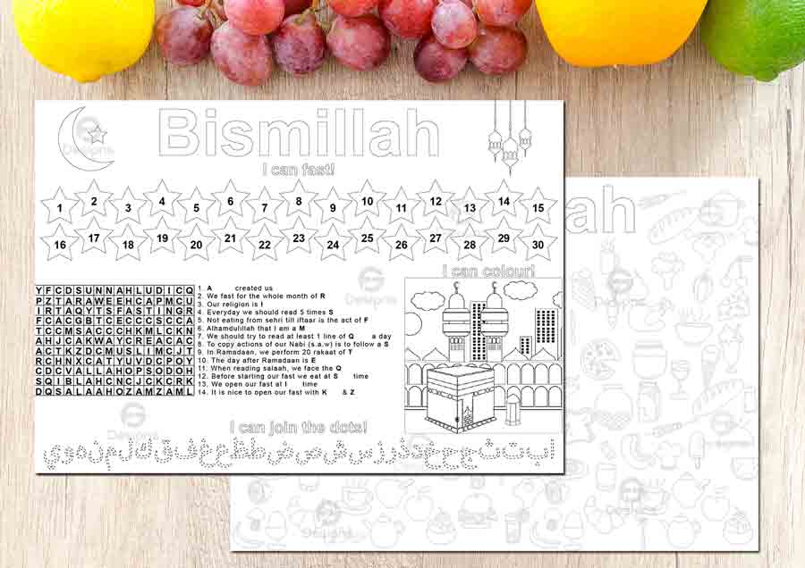 Ramadaan Activity Placemat Printable - FG Design • Print • Laser