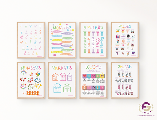 Educational Islamic Nursery Wall Art Posters